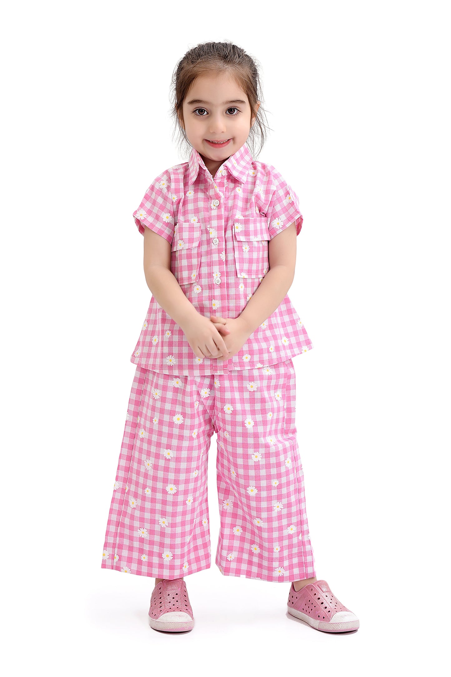 Pink Check Floral Coord Set
