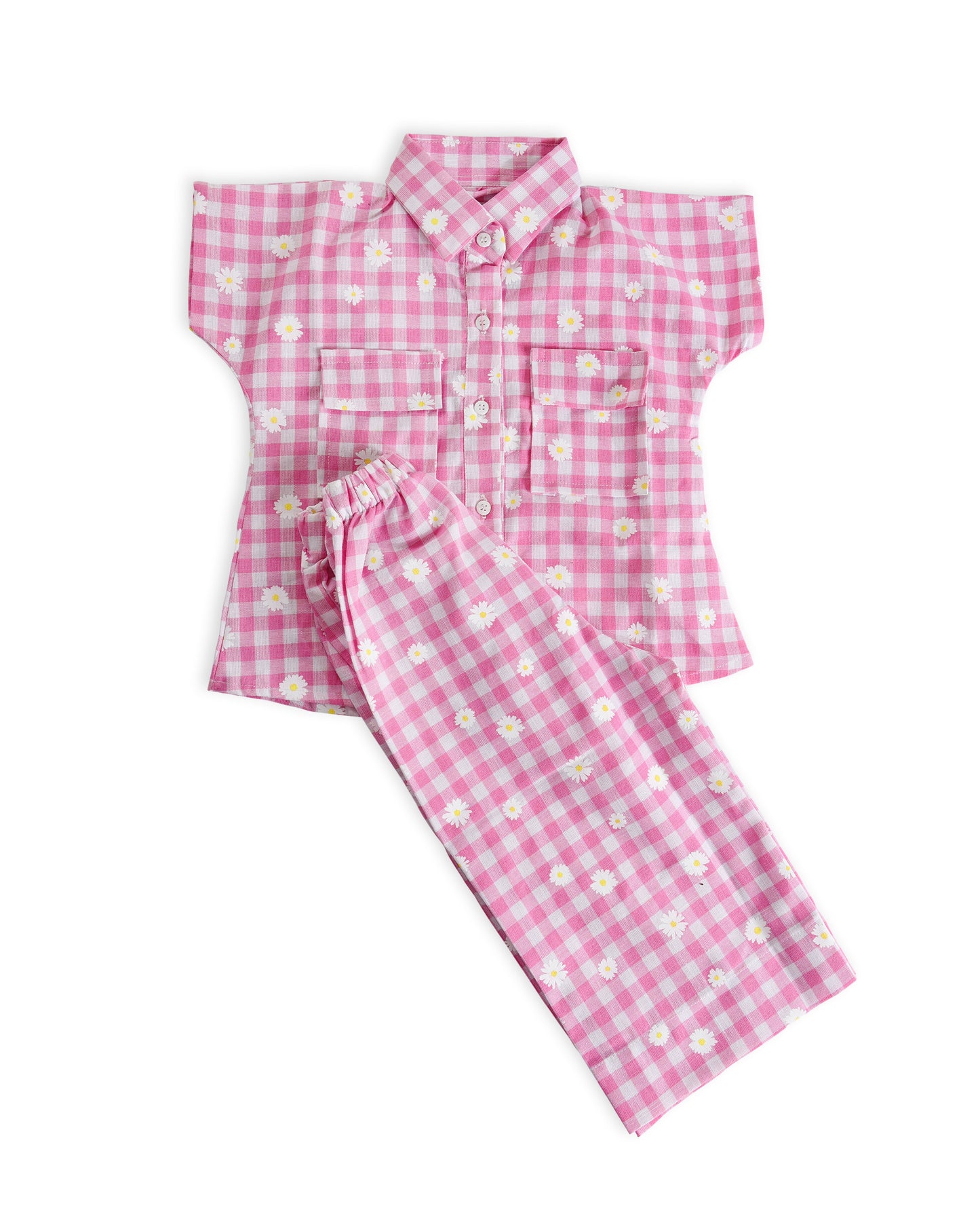 Pink Check Floral Coord Set