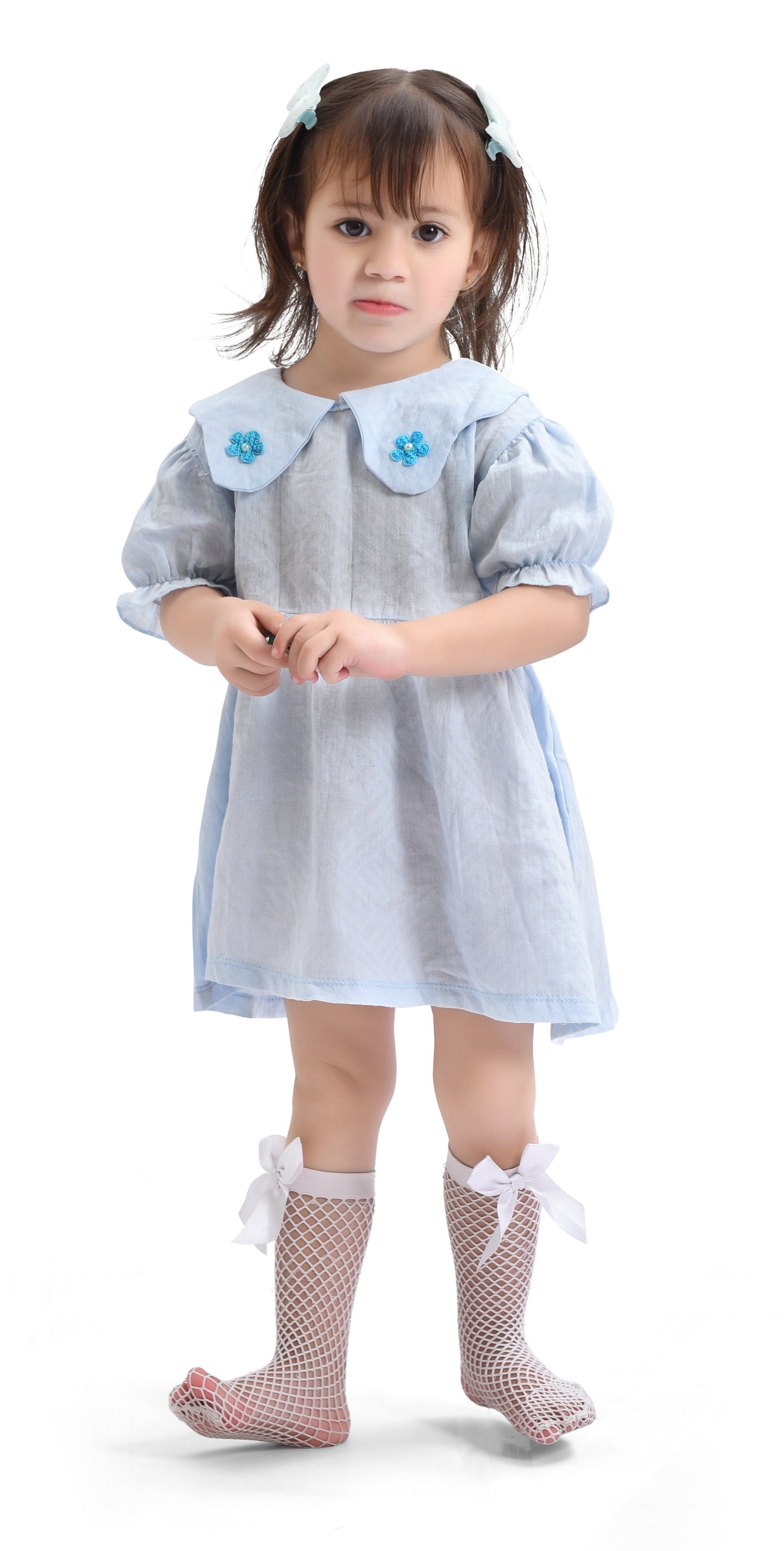 Two Flowers Blue Frock