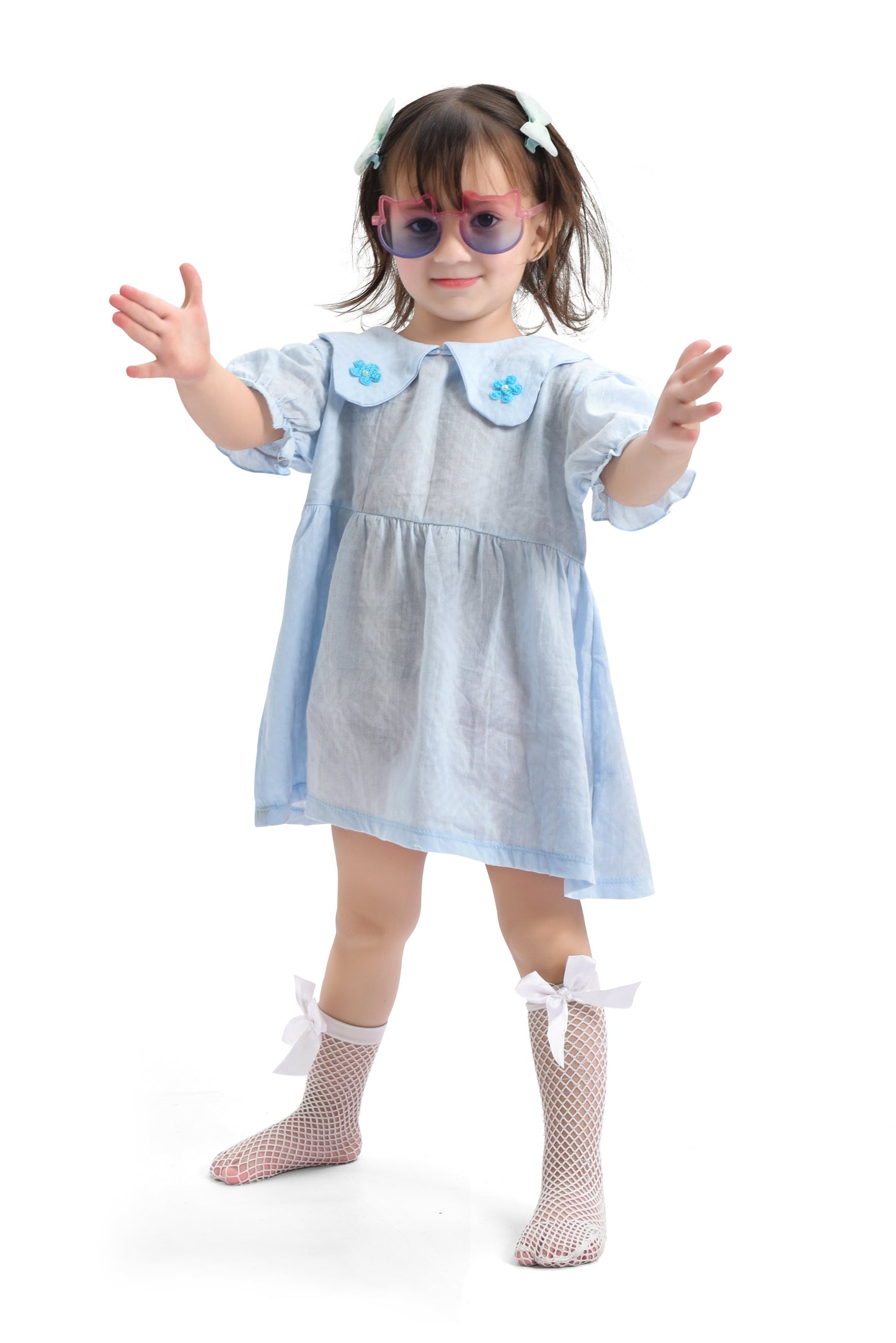Two Flowers Blue Frock