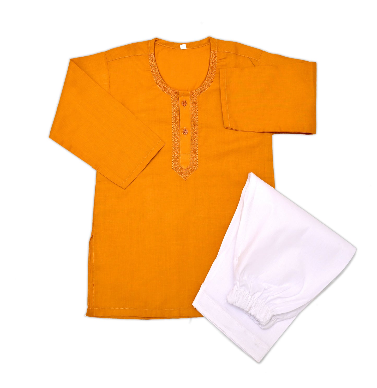 Orange Embroided Baby Boy Kurta Shalwar