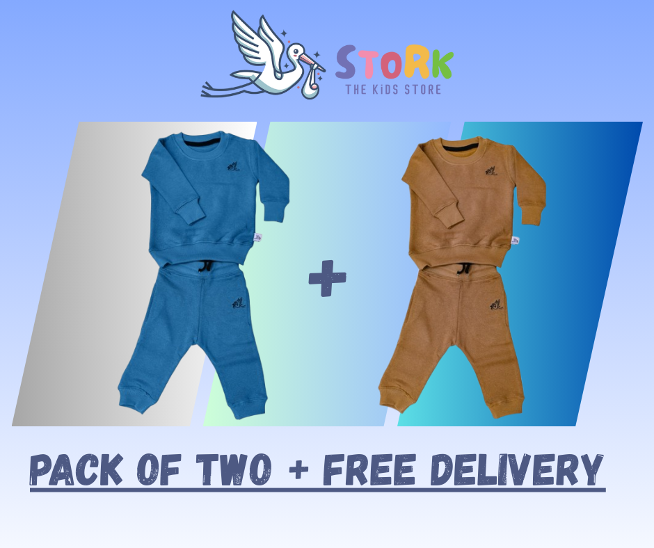 Sweat shirt pack of two Grayish Blue & Teddy Brown