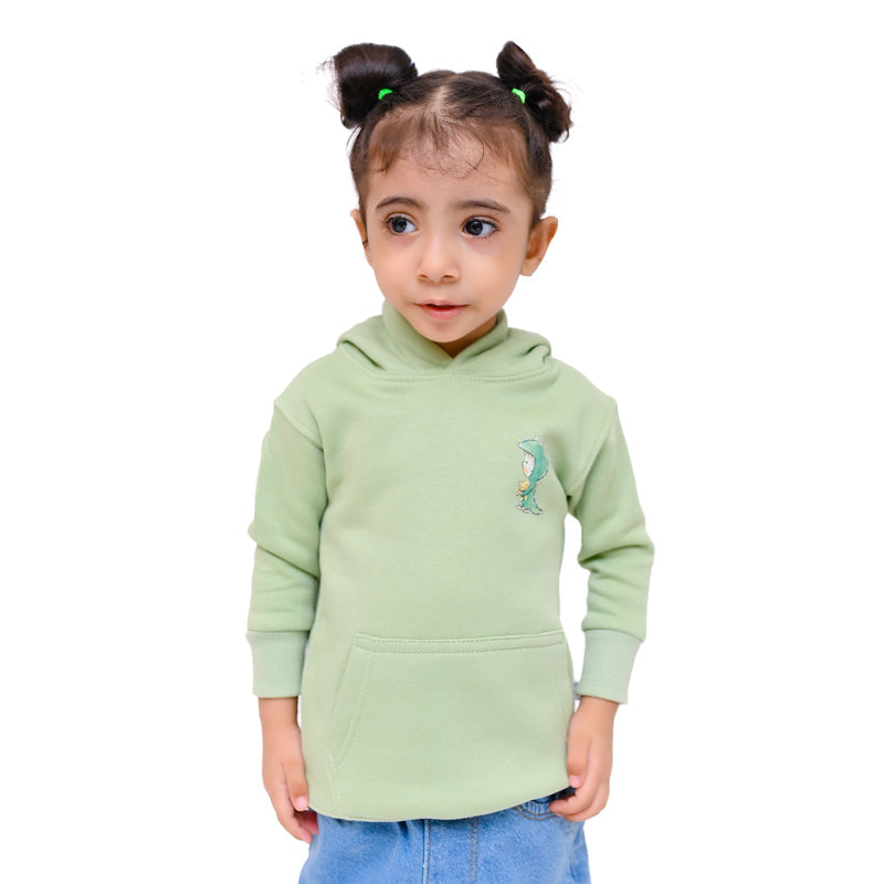Dino Green Hoodie - Fleece Fabric