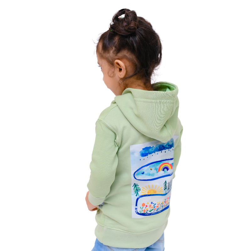 Dino Green Hoodie - Fleece Fabric