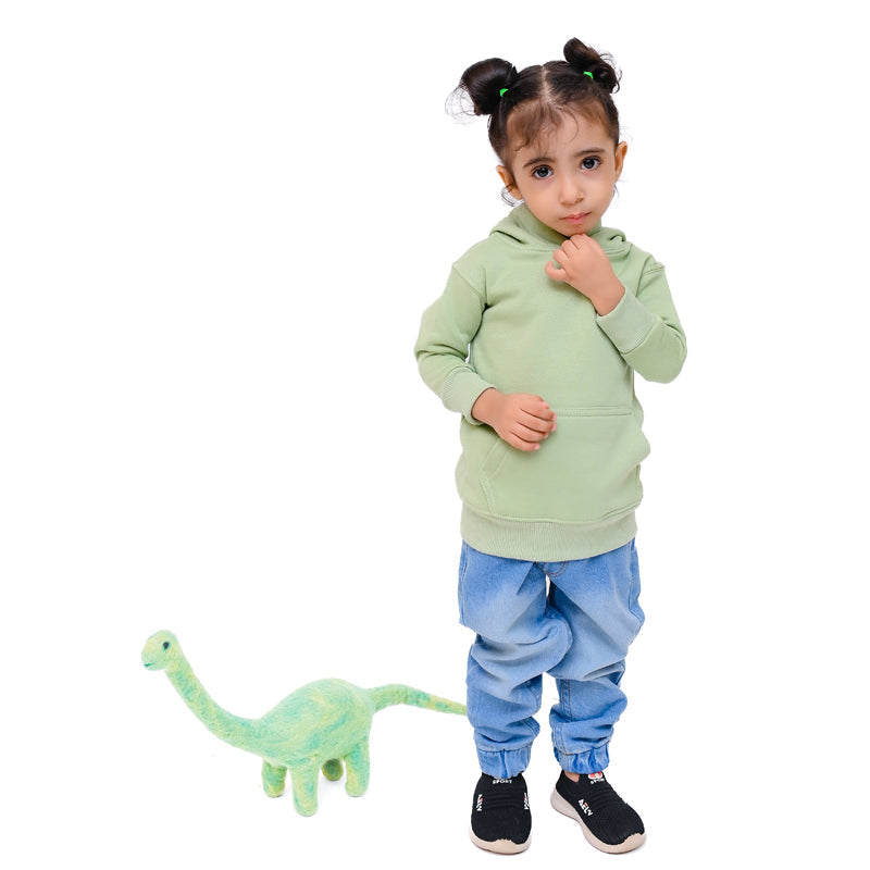 Dino Green Hoodie - Fleece Fabric