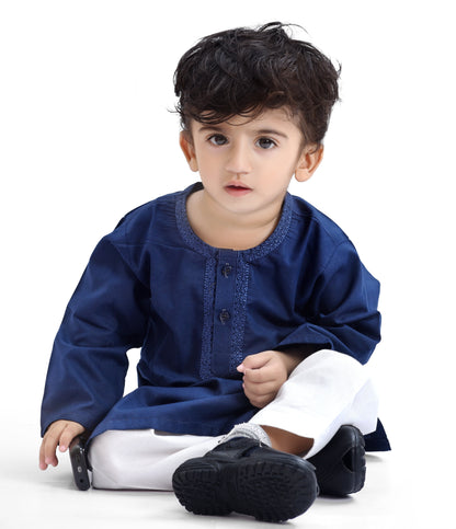 Navy Blue Baby Boy Embroided Kurta Shalwar