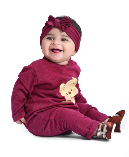 Mahroon Pooh Body Suit