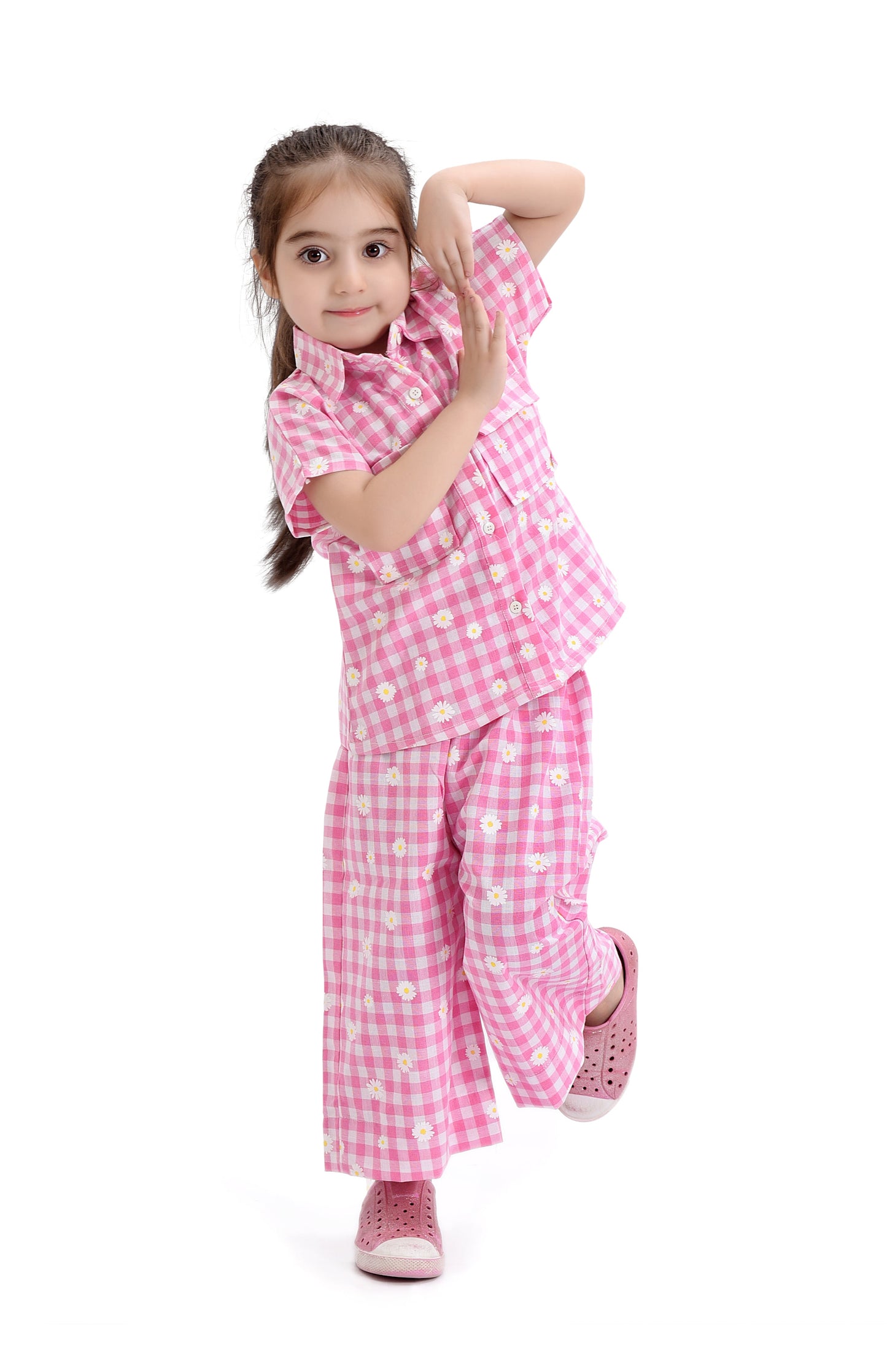 Pink Check Floral Coord Set