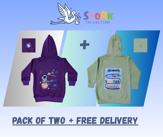 Hoodies Pack of Two Purple and Green