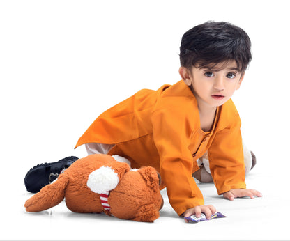 Orange Embroided Baby Boy Kurta Shalwar