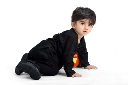 Black Embroided Baby Boy Kurta Shalwar