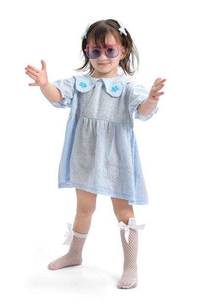 Two Flowers Blue Frock