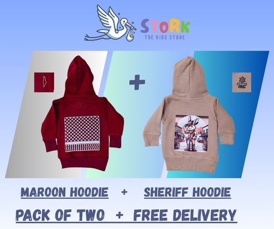 Hoodies Pack of Two Maroon and Beige