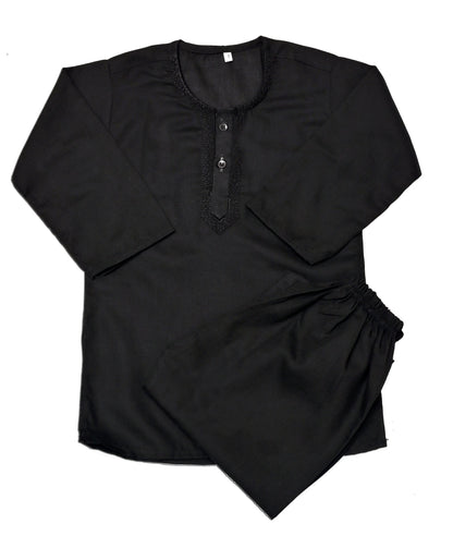 Black Embroided Baby Boy Kurta Shalwar
