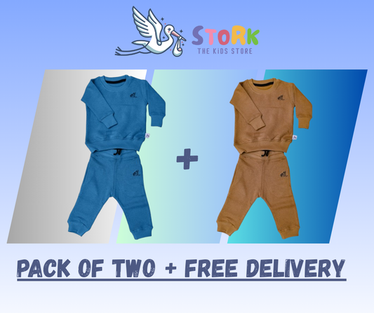 Sweat shirt pack of two Grayish Blue & Teddy Brown