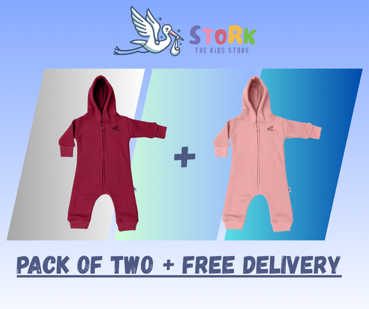 Rompers Pack of Two Maron and Pink