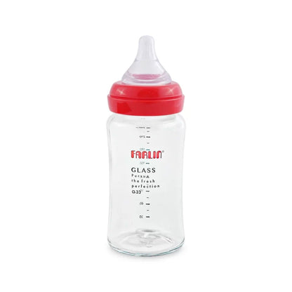 Farlin Wide-Neck Glass Feeding Bottle 240ml – Red