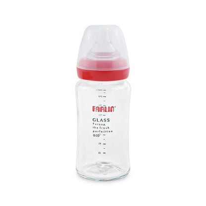 Farlin Wide-Neck Glass Feeding Bottle 240ml – Red