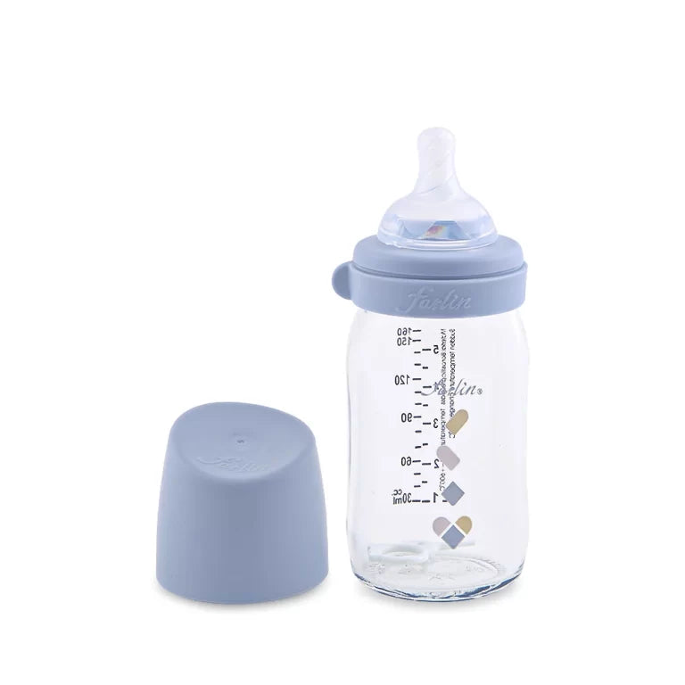 Farlin Wide-Neck Glass Feeding Bottle 160ml – Blue