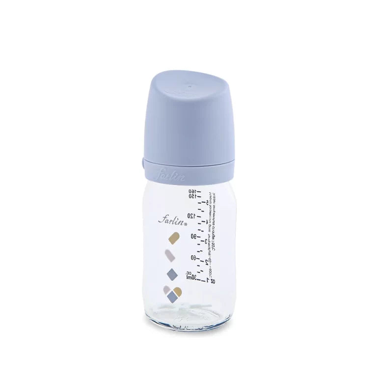 Farlin Wide-Neck Glass Feeding Bottle 160ml – Blue