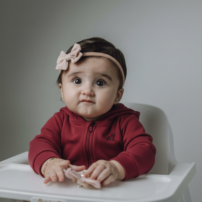 Baby Boy and Girl Winter Maroon Hooded Romper – Warm Cotton Hooded Romper for Infant