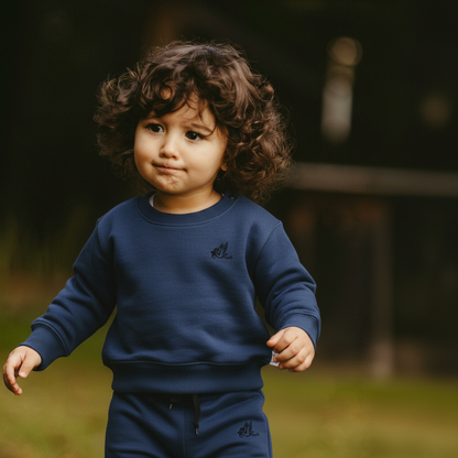 Baby Boy and Girl Winter Navy Blue Sweatshirt and Trouser – Warm Cotton Sweatshirt and Trouser for Kids
