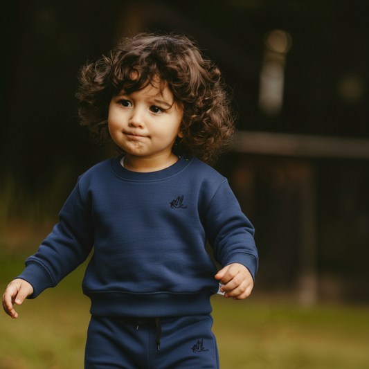Baby Boy and Girl Winter Navy Blue Sweatshirt and Trouser – Warm Cotton Sweatshirt and Trouser for Kids