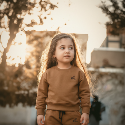 Baby Boy and Girl Winter Tedy Brown Sweatshirt and Trouser – Warm Cotton Sweatshirt and Trouser for Kids