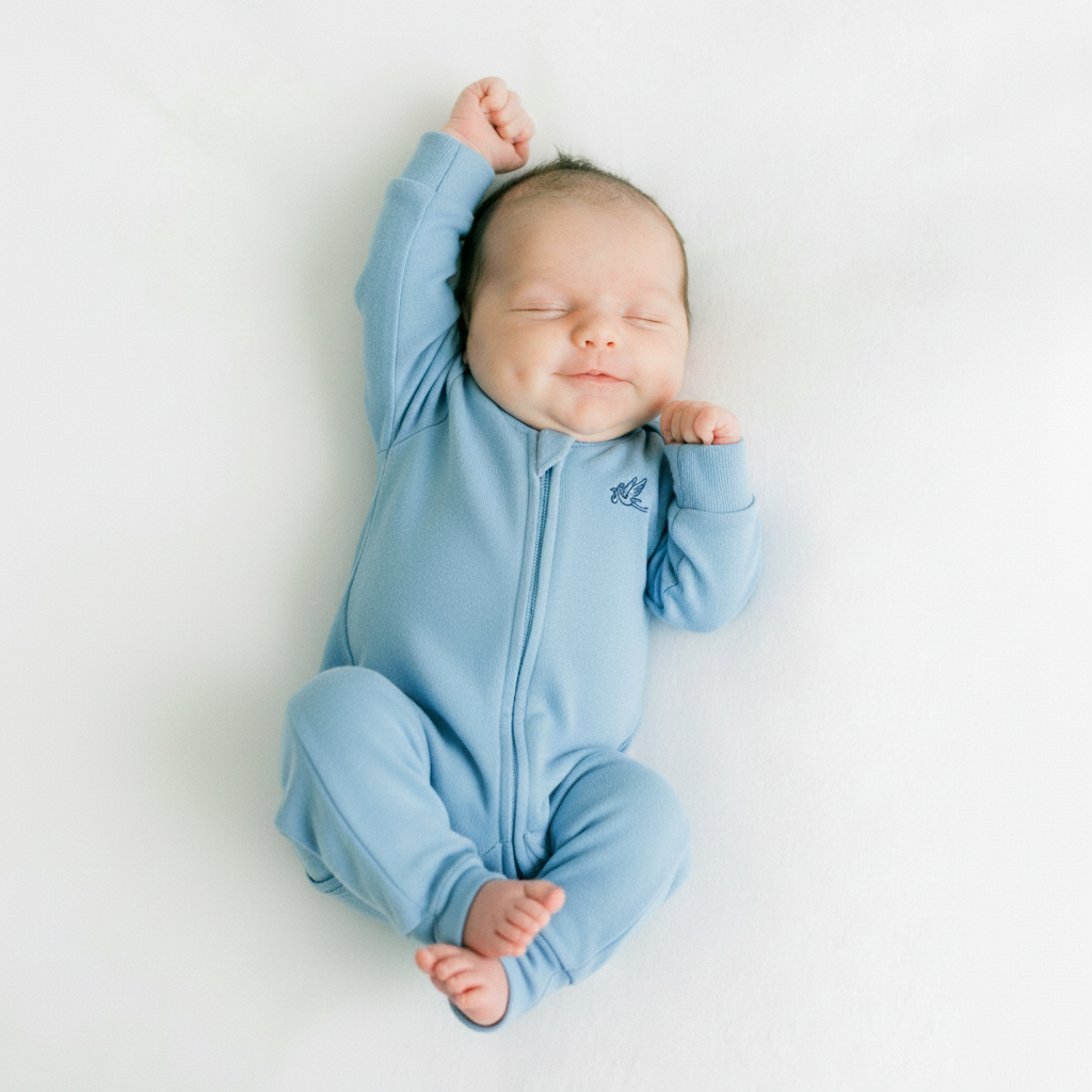 Baby Boy and Girl Winter Blue Hooded Romper – Warm Cotton Hooded Romper for Infant