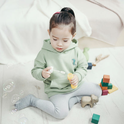 Baby Boy and Girl Winter Dino Green Hoodie – Warm Cotton Hoodie for Kids